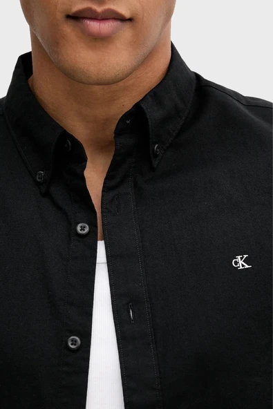 Calvin Klein LV140EM125 Ls Solid Oxford Classic Erkek Gömlek - Resim 5