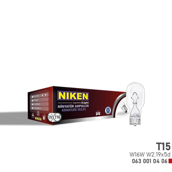 NIKEN T15 MINYATUR AMPUL W16W W2.19x5d 12V ADET ürün görseli 1