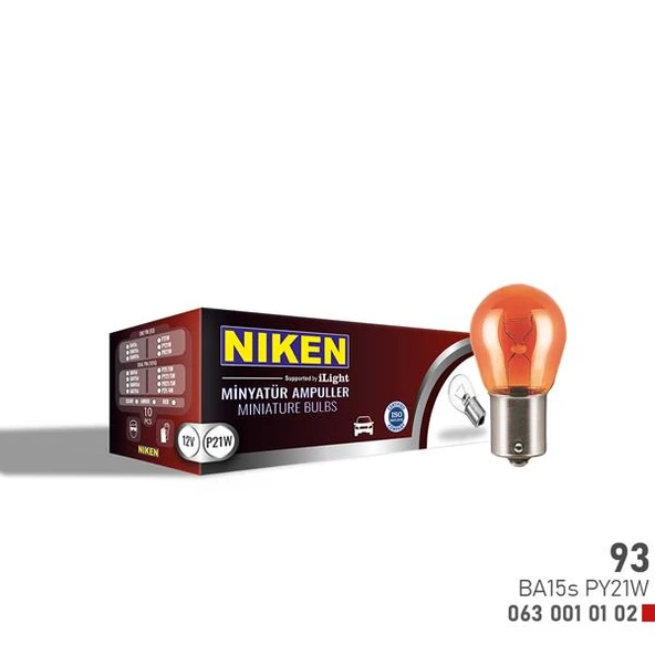 NIKEN 93 AMPUL DÜZ BA15s PY21W AMBE 12V ADET FİYAT ürün görseli 1