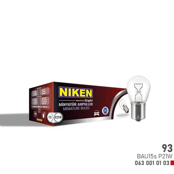 NIKEN 93 AMPUL YAKIN TIR. BAU15s P21W 12V ADET FİYAT ürün görseli 1