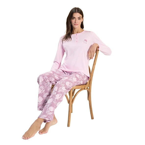 Over Sleep 3306 Kadın Uzun Kol Süprem Pijama Takım (M-L-XL-XXL) ürün görseli 1