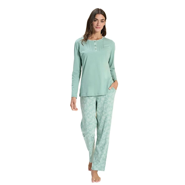 Over Sleep 3312 Kadın Uzun Kol Büyük Beden Modal Pijama Takım  (L-XL-XXL-3XL) ürün görseli 1