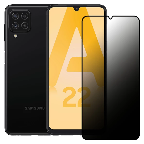 Samsung Galaxy A22 Hayalet Privacy Gizli Cam Ekran Koruyucu Siyah ürün görseli 1