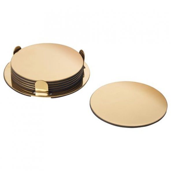 Bardak Altlığı 6 Lı Gold Renk IKEA 8.5 cm Pirinç Rengi Bardak Altlığı Sunum ürün görseli 1