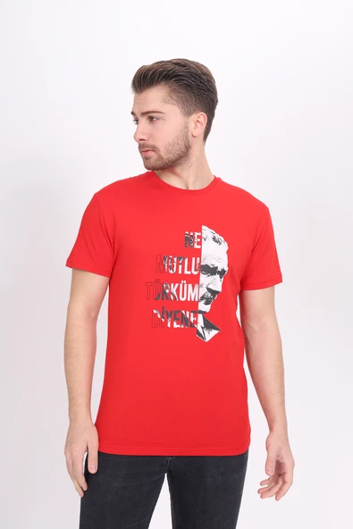 Toontoy Unisex Atatürk Baskılı Bisiklet Yaka Kısa Kollu Tişört ürün görseli 1