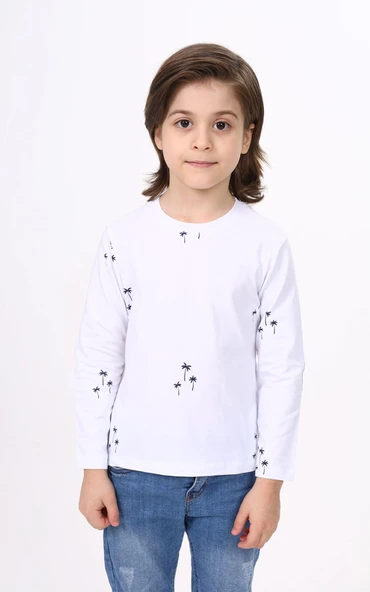 Toontoy Erkek Çocuk Baskılı Bisiklet Yaka Uzun Kollu Tişört ürün görseli 1