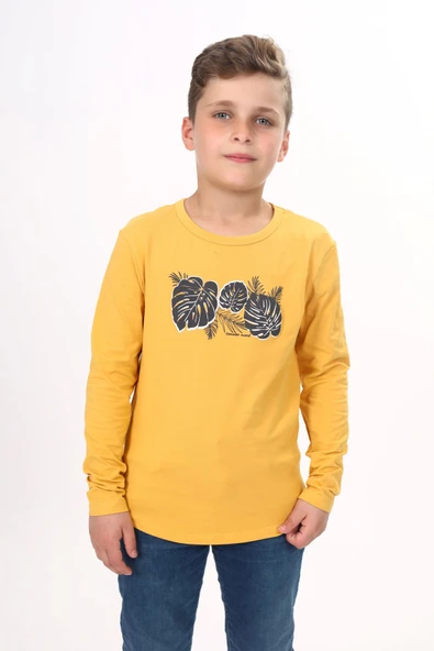 Toontoy Erkek Çocuk Baskılı Bisiklet Yaka Uzun Kollu Tişört ürün görseli 1