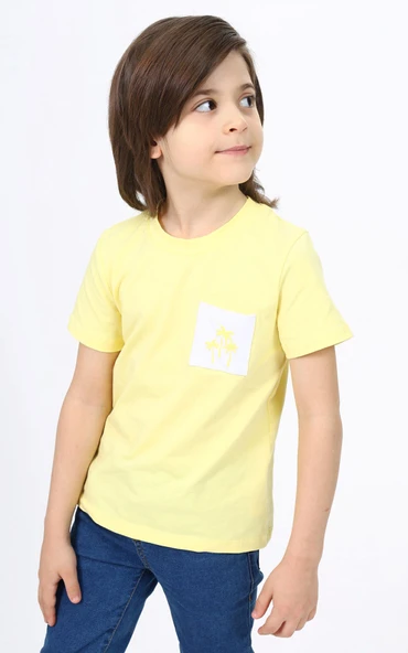 Toontoy Erkek Çocuk Baskılı Bisiklet Yaka Kısa Kollu Tişört - Cep Detaylı ürün görseli 1