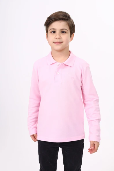Toontoy Unisex Polo Yaka Düğmeli Uzun Kollu Tişört ürün görseli 1