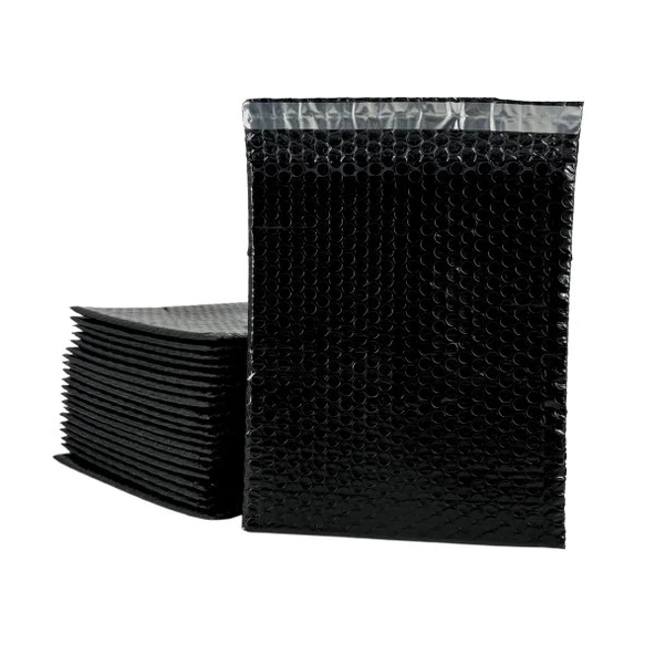 Siyah Bantlı Kapaklı Baloncuklu Torba, Balonlu Patpat Torba 20Cm(En)X25Cm(Boy)+5Cm(Kapak) 100 Adet ürün görseli 1