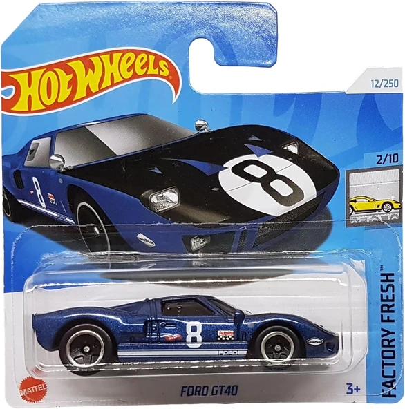 Hot Wheels - Ford Gt40 - Factory Fresh 2/10 - Htd34 - Short Card - Good Year - Autolite - Koyu Mavi ürün görseli 1