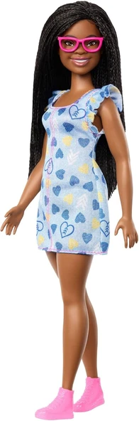 Barbie Fashionistas Doll #229, Down Sendromlu Bebek, Kalp Baskılı Elbise Giyen Bebek, Ulusal Down Se ürün görseli 1