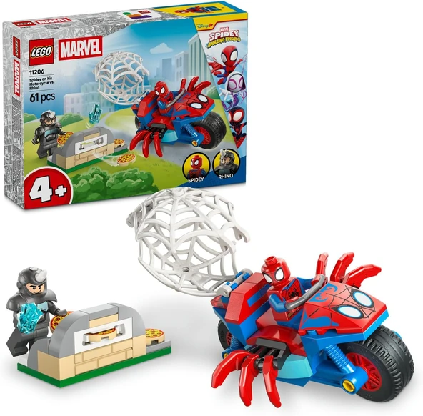 Lego Marvel Spidey Ve İnanılmaz Arkadaşları Motosikletli Spidey, Rhino’Ya Karşı 11206-4 Yaş Üzeri Kı ürün görseli 1
