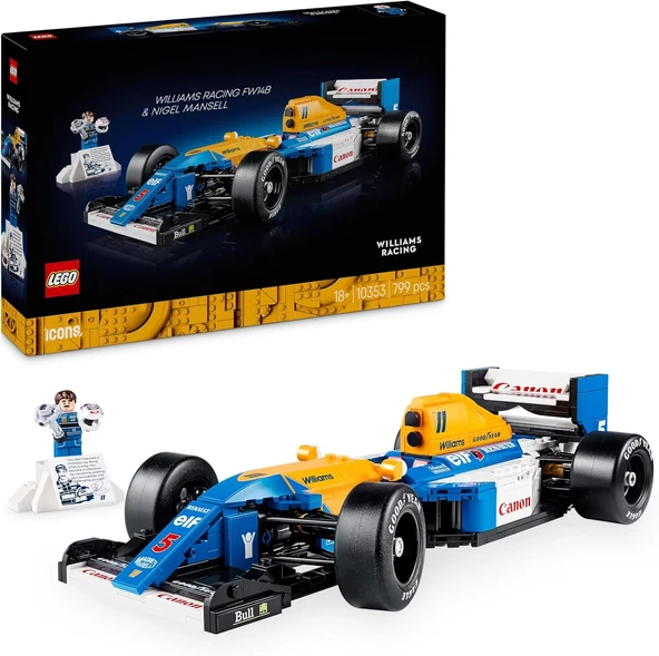 Lego Icons Williams Racing Fw14B & Nigel Mansell 10353 – Yetişkinler Için Sürücü Figürü, Kupa Ve Ser ürün görseli 1