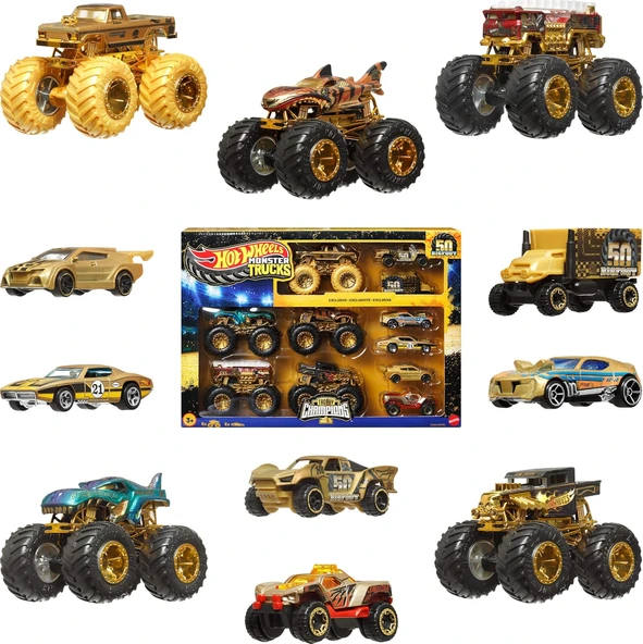 Hot Wheels Monster Trucks Bigfoot Trophy Şampiyonları Araba Ve Kamyon Çoklu Arabalar ürün görseli 1