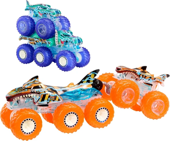 Hot Wheels Monster Trucks Toy Truck & Big Rig Multipack, 1:64 Ölçekli Mega-Wrex & Tiger Shark Ile Eş ürün görseli 1