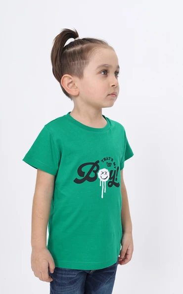 Toontoy Erkek Çocuk Baskılı Bisiklet Yaka Kısa Kollu Tişört ürün görseli 1