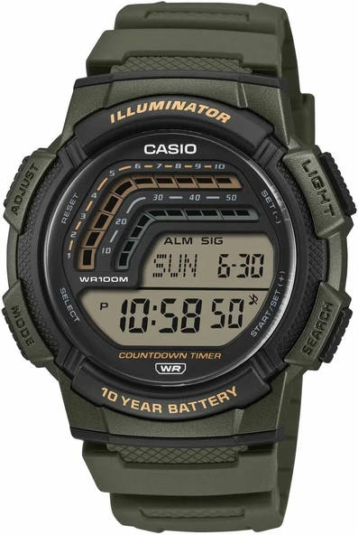 Casio WS-1800-3AVDF Quartz Silikon Kordon Yeşil 10 ATM 45 mm Erkek Kol Saati ürün görseli 1