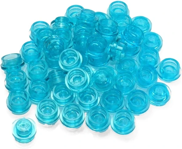 Lego Parts: 100 Round Transparent Blue Plates 1X1 ürün görseli 1