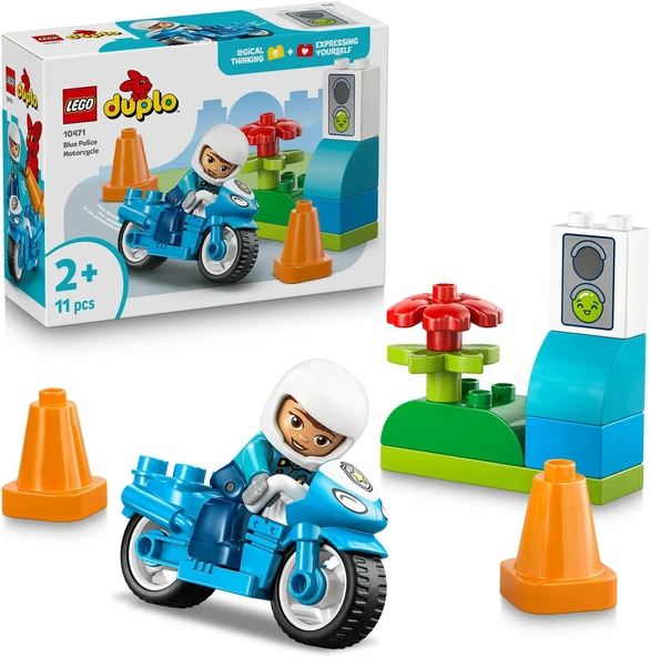 Lego Duplo Kasabası Mavi Polis Motosikleti 10471-2 Yaş Ve Üzeri Çocuklar Için Memur Figürü, Koniler ürün görseli 1