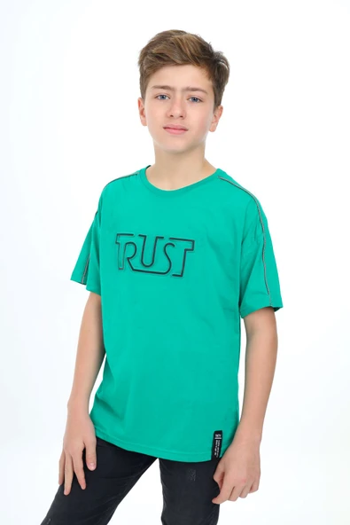 Toontoy Erkek Çocuk Baskılı Bisiklet Yaka Kısa Kollu Tişört - Biye Detaylı ürün görseli 1