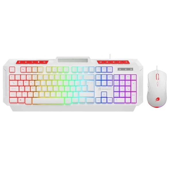GameBooster Knight KM-11W Beyaz Kablolu Oyuncu Klavye Mouse Seti ürün görseli 1