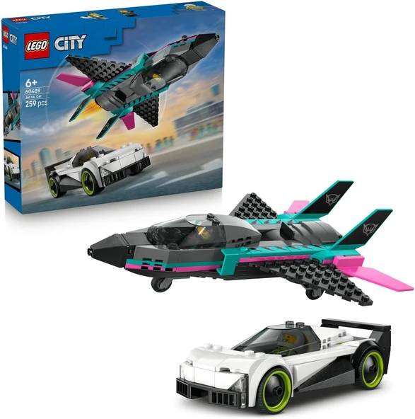 Lego City Jet, Arabaya Karşı 60489 – 6 Yaş Ve Üzeri Erkek Ve Kız Çocuklar Için Pilot Ve Sürücü Minif ürün görseli 1