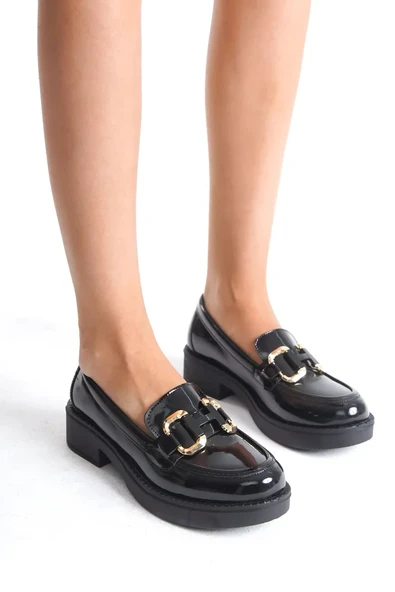 Rugan Siyah Gold Tokalı Kadın Loafer TR17MS02A ürün görseli 1