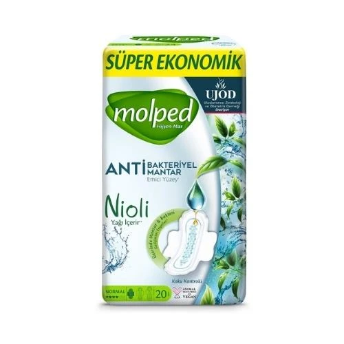 Molped Hijyen Max Anti Bakteriyel Mantar Emici Yüzey Kadın Pedi Normal 20 li ürün görseli 1