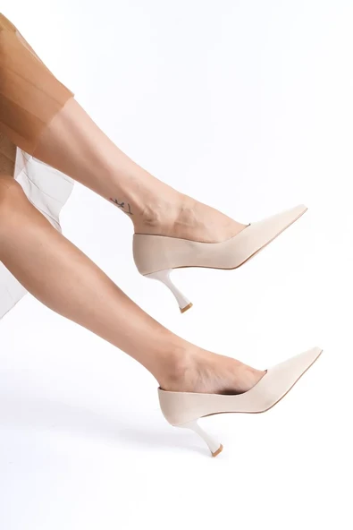 Kadın Bej Saten Stiletto TR08MS27E - Resim 3