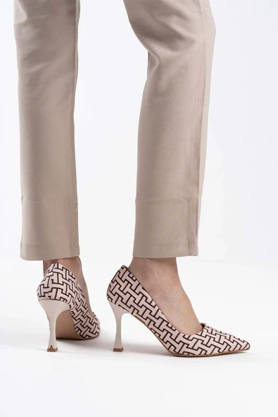 Kadın Bej Desenli Stiletto TR08MS12B - Resim 8