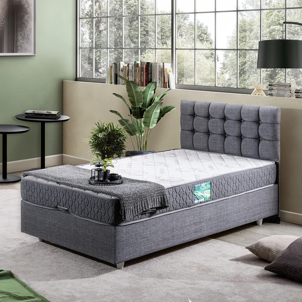Venedik Tek Kişilik Baza Başlık Comfort Yatak Seti - Gri ürün görseli 1