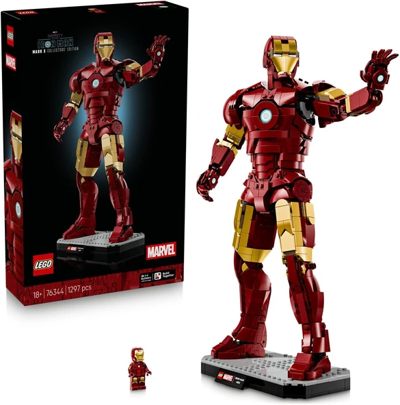 Lego Marvel Iron Man Mark 3 Koleksiyoncu Versiyonu 76344 - Yetişkinler Için Ark Reaktörlü Zırhlı Dur ürün görseli 1