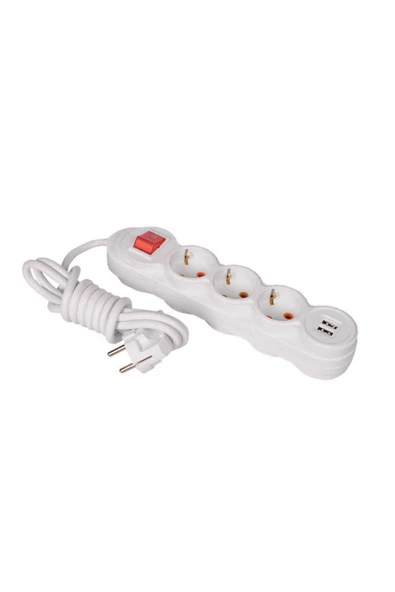 204986 BELEK USB ÇOCUK KORUMALI ANAHTARLI 3'LÜ 3MT KABLOLU GRUP PRİZ ürün görseli 1