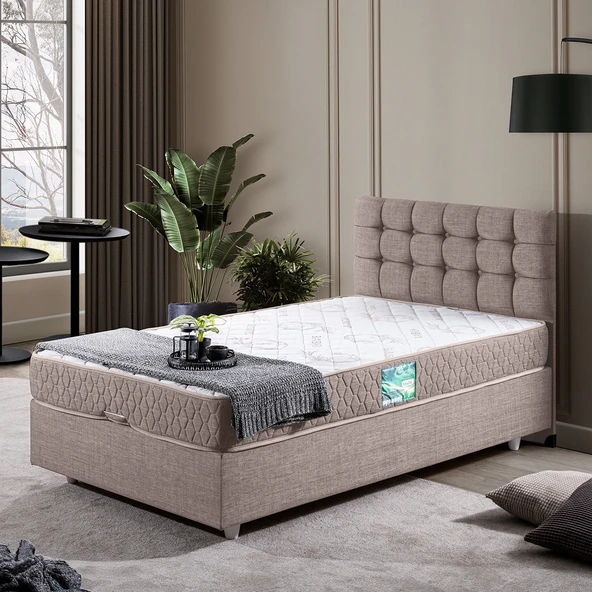 Venedik Tek Kişilik Baza Başlık Comfort Yatak Seti - Açık Kahve ürün görseli 1