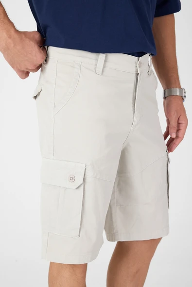 Erkek Regular Fit Kargo Cepli Şort Kapri - Resim 5