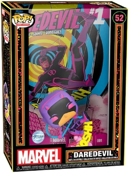 Funko Pop Comic Cover: Marvel - Daredevil (Black Light) Exclusive Figür - Resim 2