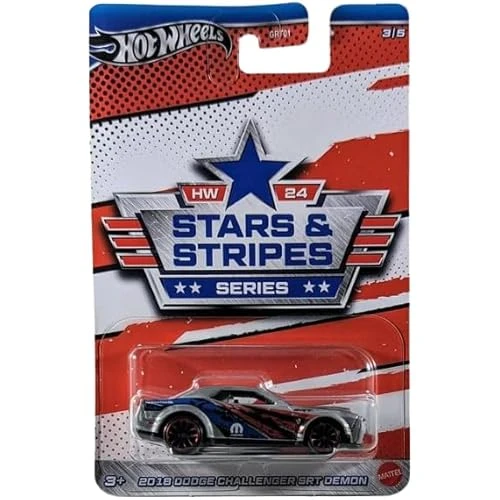 Hot Wheels 2018 Dodge Challenger Srt Demon, Hw 24 Yıldızlar Ve Çizgiler Serisi 3/5 ürün görseli 1