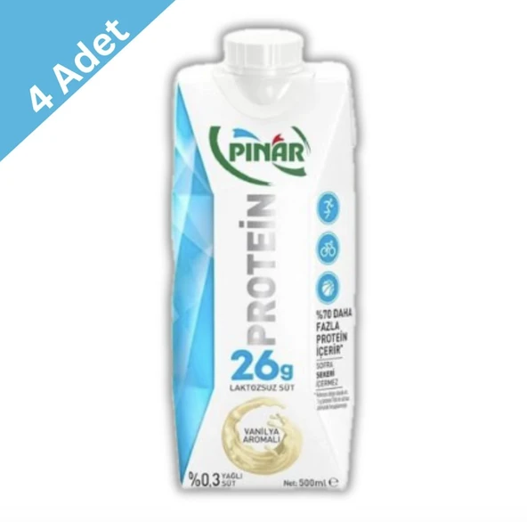 Pınar Protein Vanilyalı Laktozsuz Süt 500 ml x 4 Adet ürün görseli 1