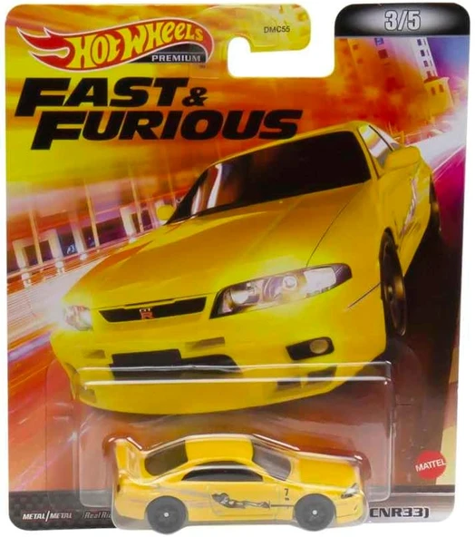 Hot Wheels Retro Eğlence Koleksiyonu, Nissan Skyline Gtr R33 Sarı - Ölçek 1/64 Uzunluk 8 Cm - Hot Wh ürün görseli 1