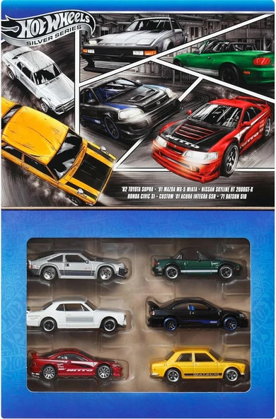 Hot Wheels 1:64 Ölçekli Metal Oyuncak Arabalar, Özel Süslemelere Sahip 6'Lı Japon Aracı Seti (Stille ürün görseli 1
