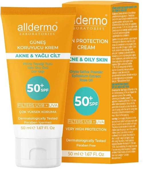 ALLDERMO AKNE VE YAĞLI CİLTLER İÇİN GÜNEŞ KREMİ SPF50 50 ML ürün görseli 1
