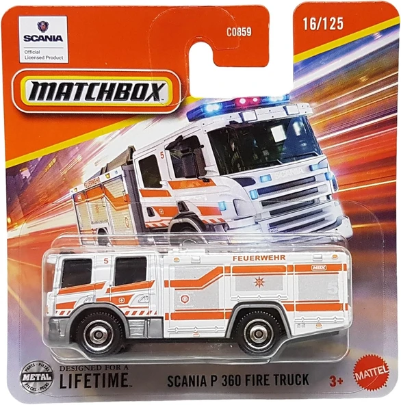 Matchbox - Scania P 360 Fire Truck - Mbx Rescue 16/125 - Jbt09 - Short Card - İtfaiye - Superfast Le ürün görseli 1