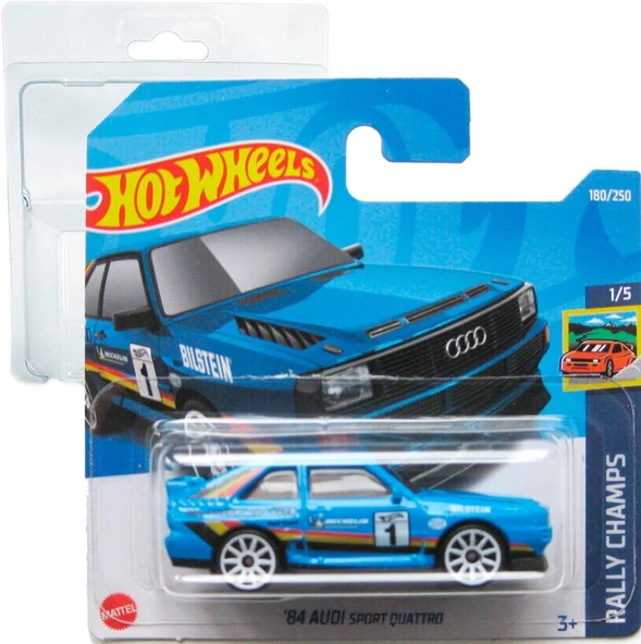 Hot Wheels '84 Audi Quattro Rally Champs 1/5 (180/250) Hcx60 Mavi 2024 + Koruyucu Kısa Kart Frikimon ürün görseli 1