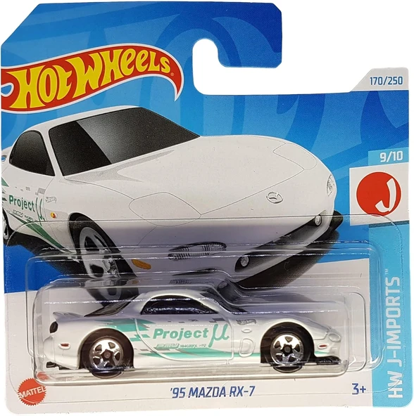 Hot Wheels - ´95 Mazda Rx-7 - Hw J-Imports 9/10 - Htc46 - Short Card - Project M - Beyaz - Mattel 20 ürün görseli 1