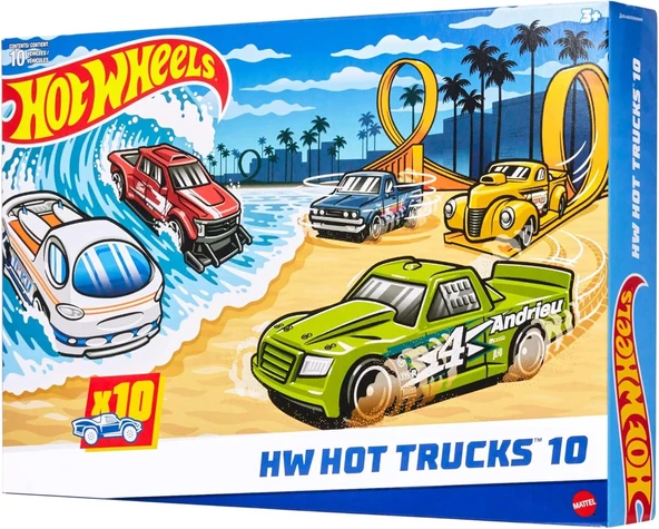 Hot Wheels 1:64 Ölçekli Oyuncak Kamyonlar, Akrobasi, Yardım, Yarış Ve Diğer Maceralar Için Oluşan 10 ürün görseli 1