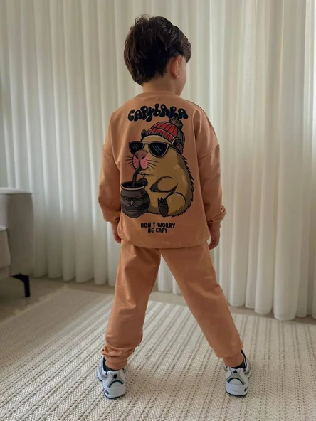 Cg Kids Capybara Erkek Çocuk 2 Iplik Kumaş Alt Üst Takım Süper Kalite Sırt Baskı Detaylı ürün görseli 1