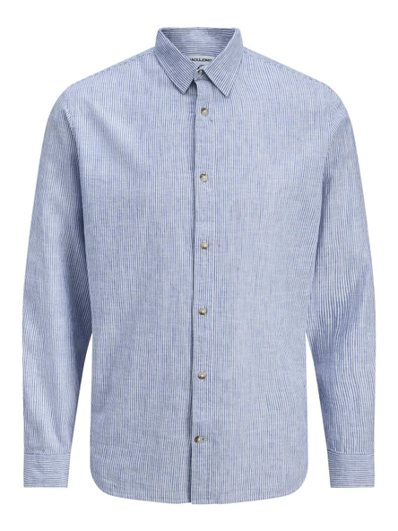 JJESUMMER LINEN BLEND SHIRT L/S SN Infinity Infinity M - Resim 4
