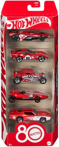 Hot Wheels Mattel 80. Yıldönümü 5 Araba Paketi, 5 Adet 1:64 Ölçekli Oyuncak Araç Seti, Ambalaj Ve Ko ürün görseli 1