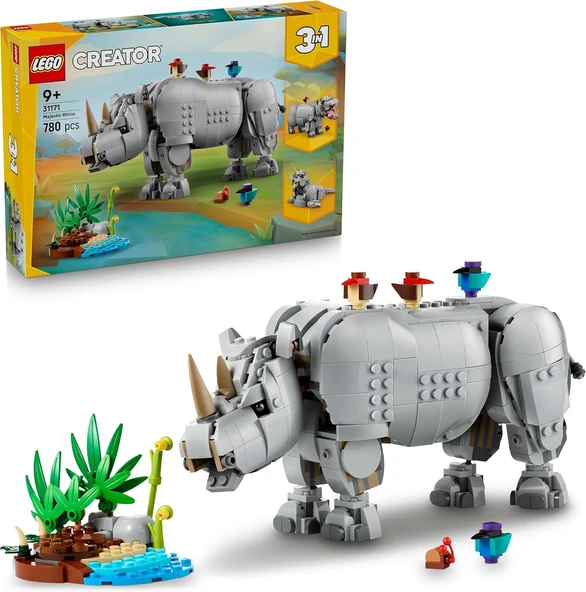 Lego Creator 3'Ü 1 Arada Muhteşem Gergedan Ile Kuşlar 31171 – 9 Yaş Ve Üzeri Çocuklar Için Gergedan, ürün görseli 1